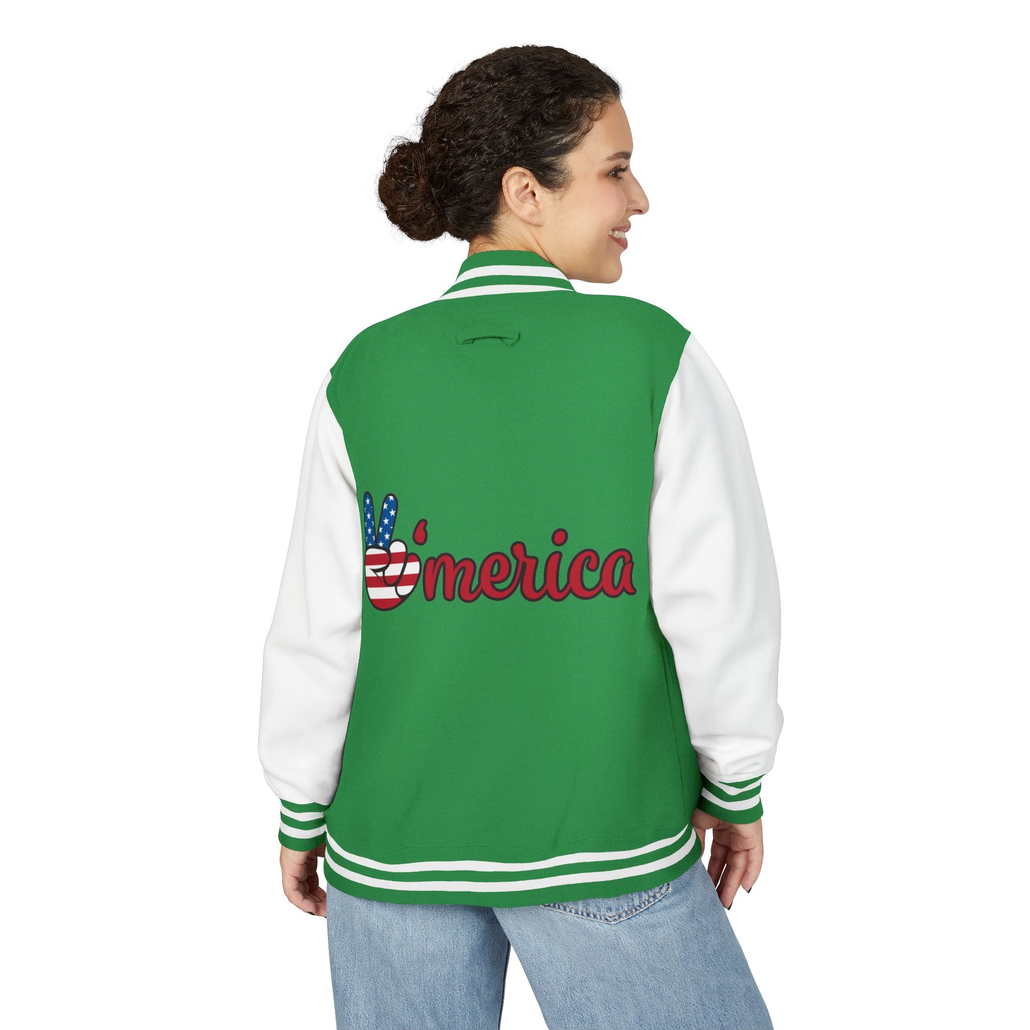Patriotic 'LOVE' Letterman Jacket - Americana Varsity Jacket