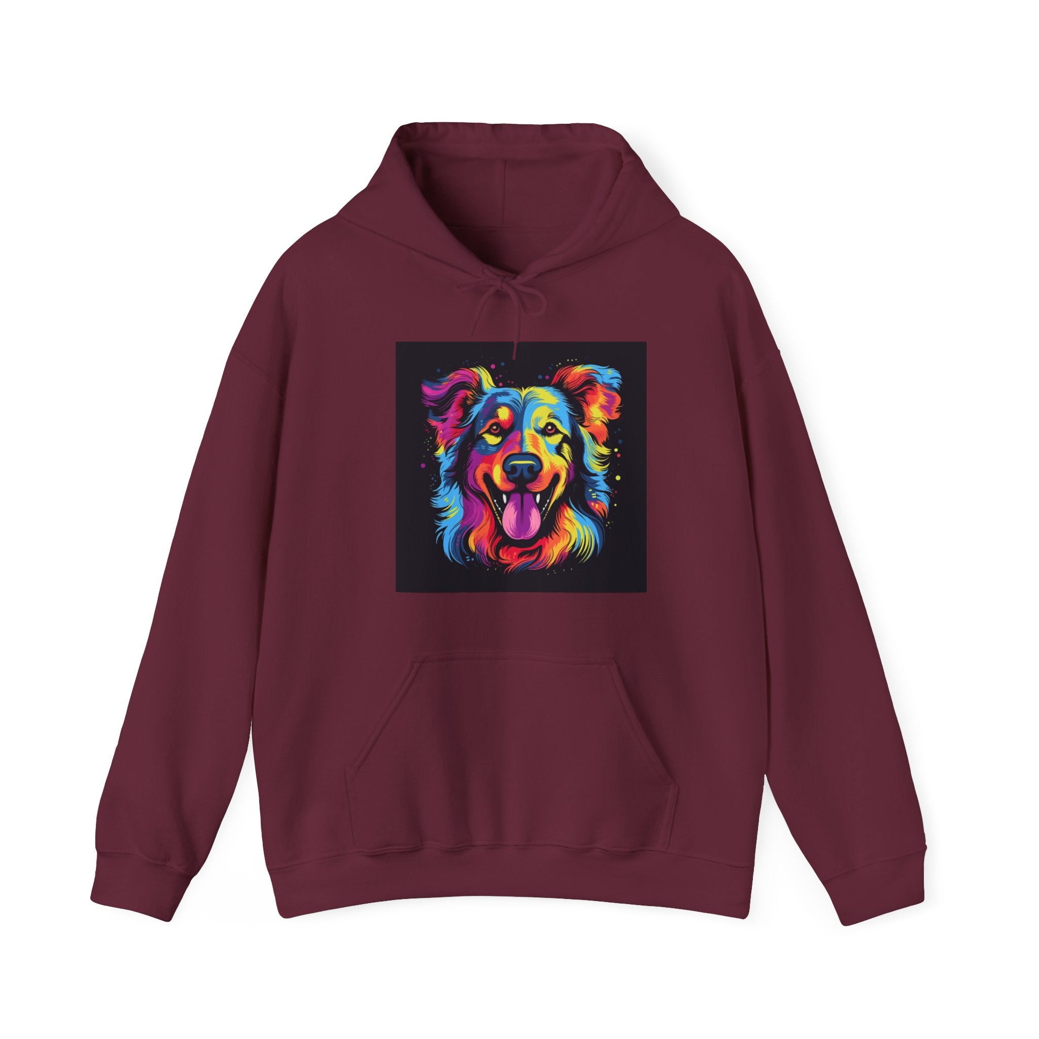 Colorful Pop Art Dog Hoodie — Vibrant Rainbow Canine Portrait Sweatshirt