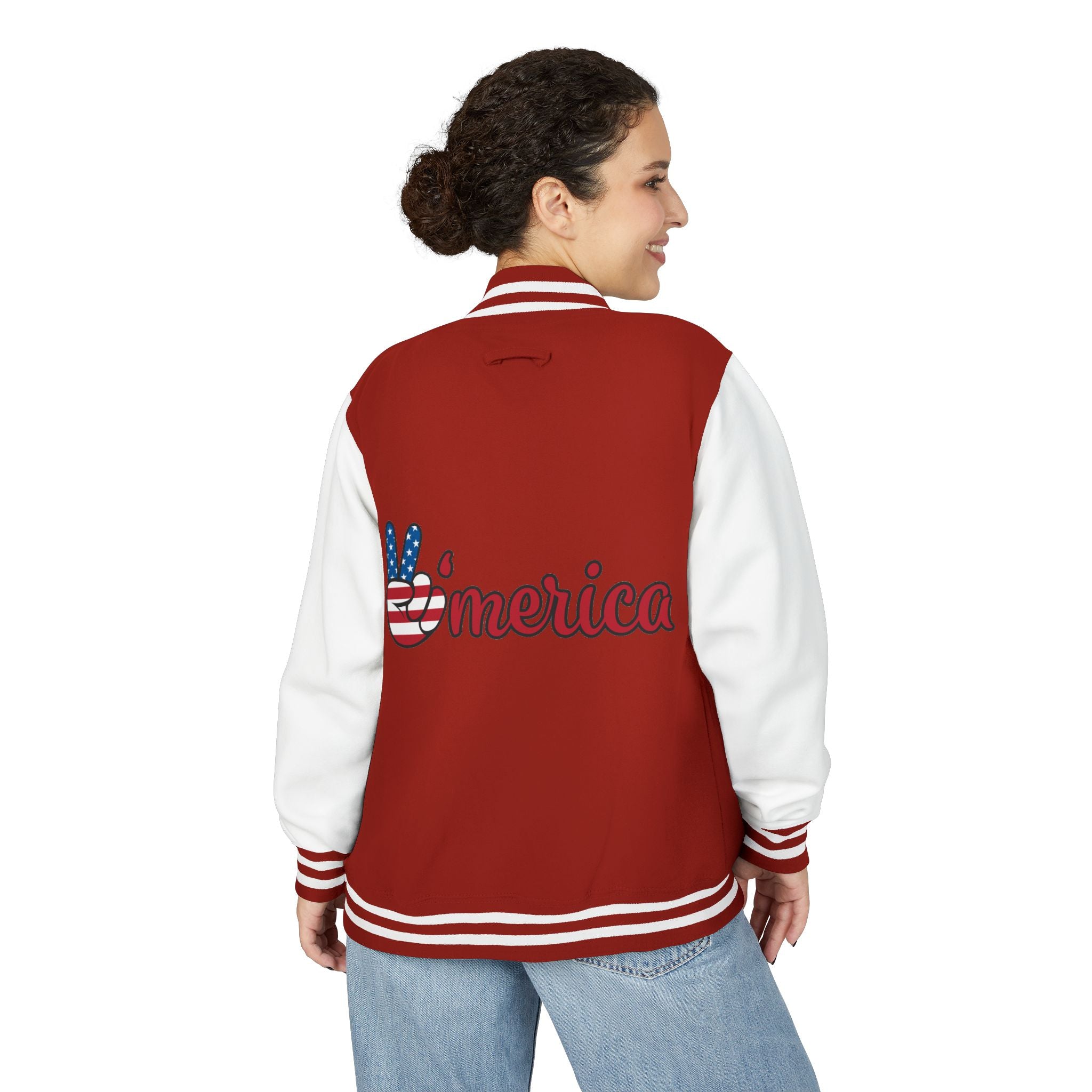 Patriotic 'LOVE' Letterman Jacket - Americana Varsity Jacket