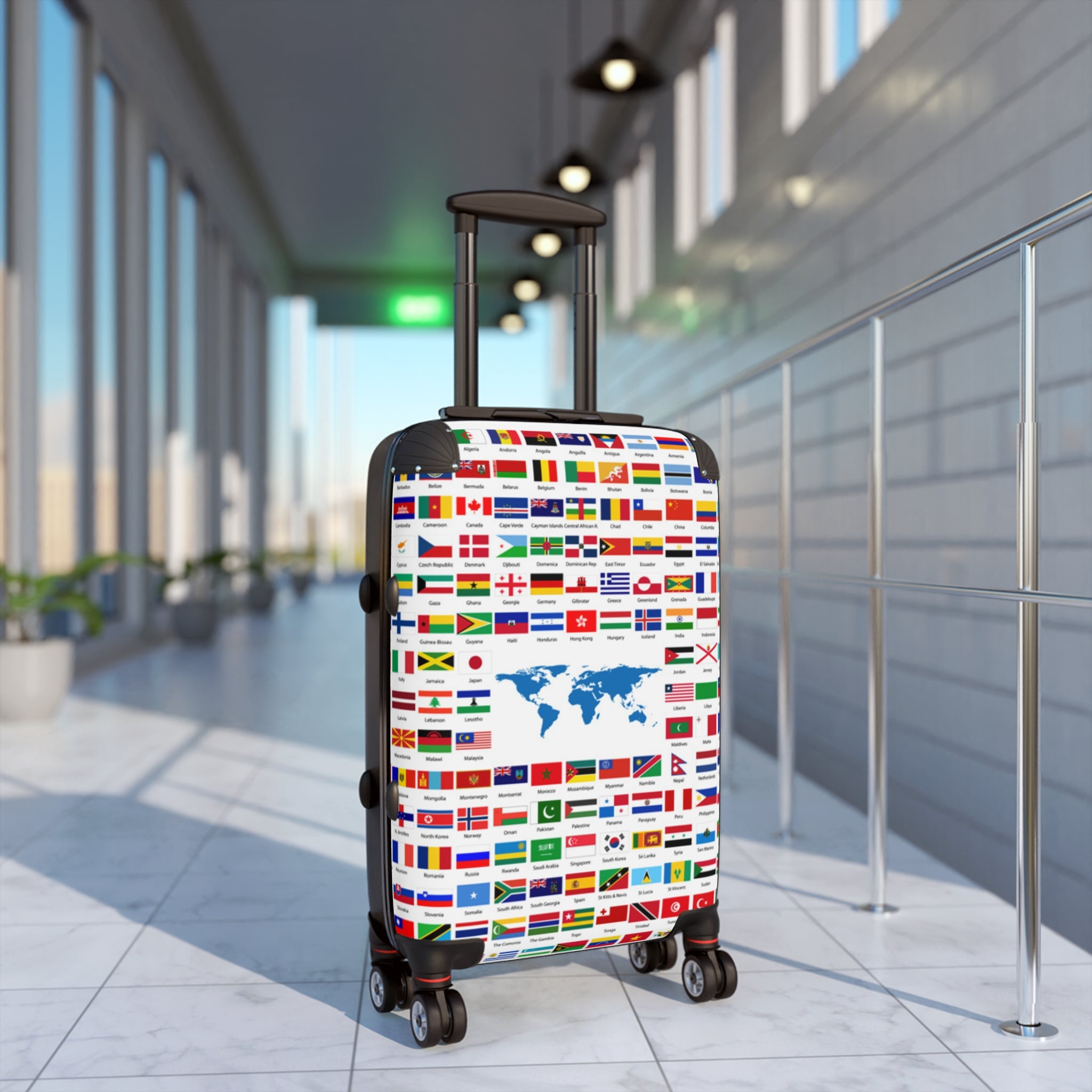 World Flags Carry-On Suitcase – Travel Luggage with Global Map Design