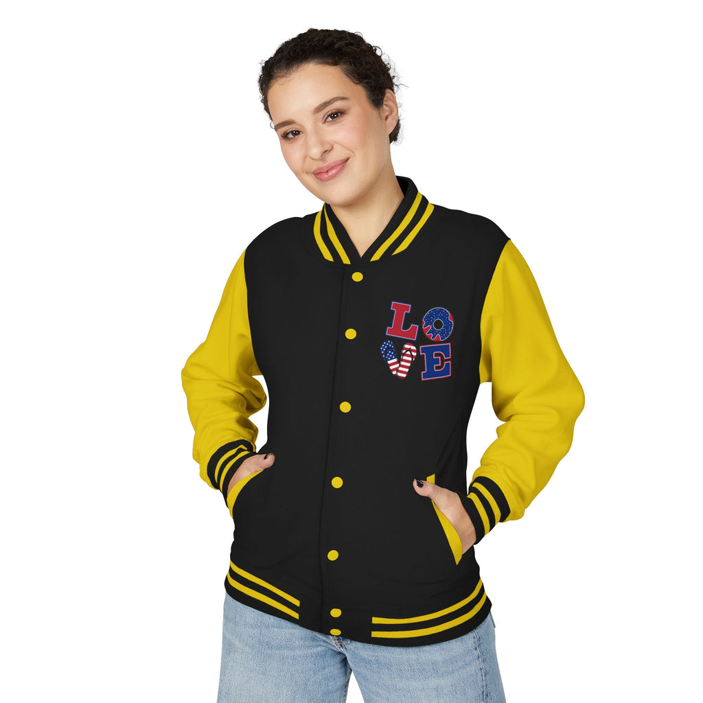Patriotic 'LOVE' Letterman Jacket - Americana Varsity Jacket