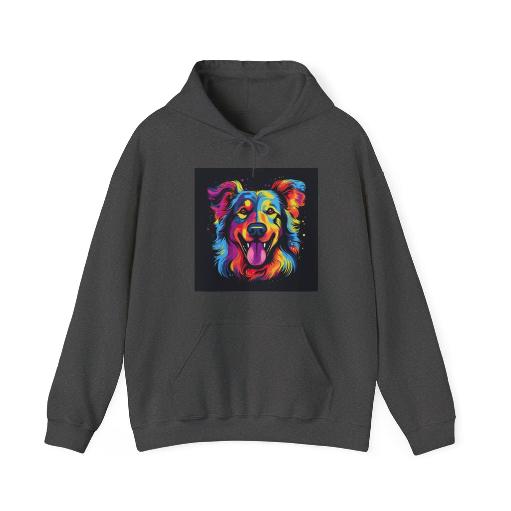 Colorful Pop Art Dog Hoodie — Vibrant Rainbow Canine Portrait Sweatshirt
