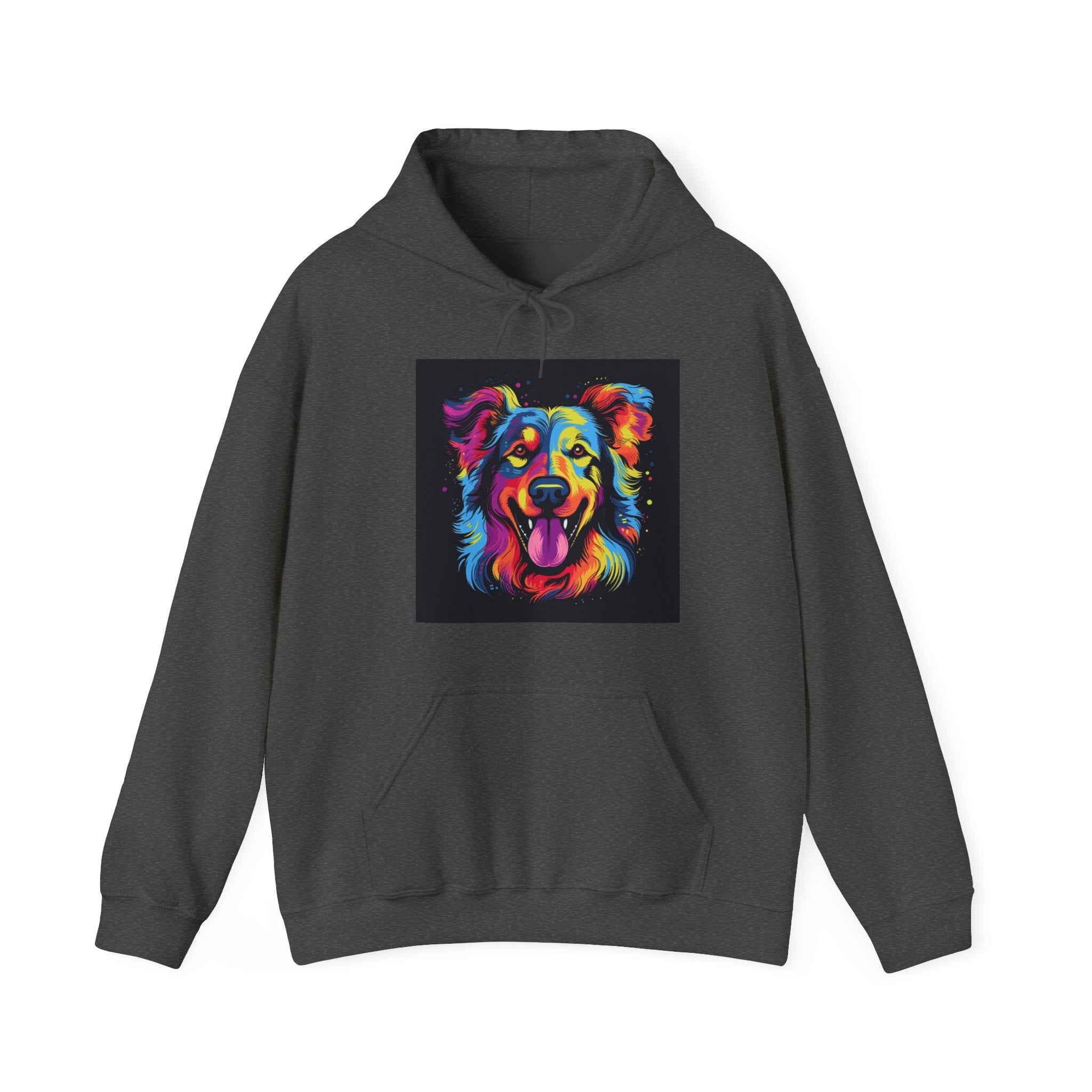 Colorful Pop Art Dog Hoodie — Vibrant Rainbow Canine Portrait Sweatshirt