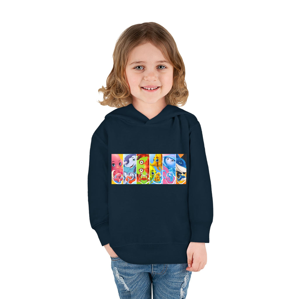 Toddler Hoodie — Colorful Cartoon Animal Collage Pullover