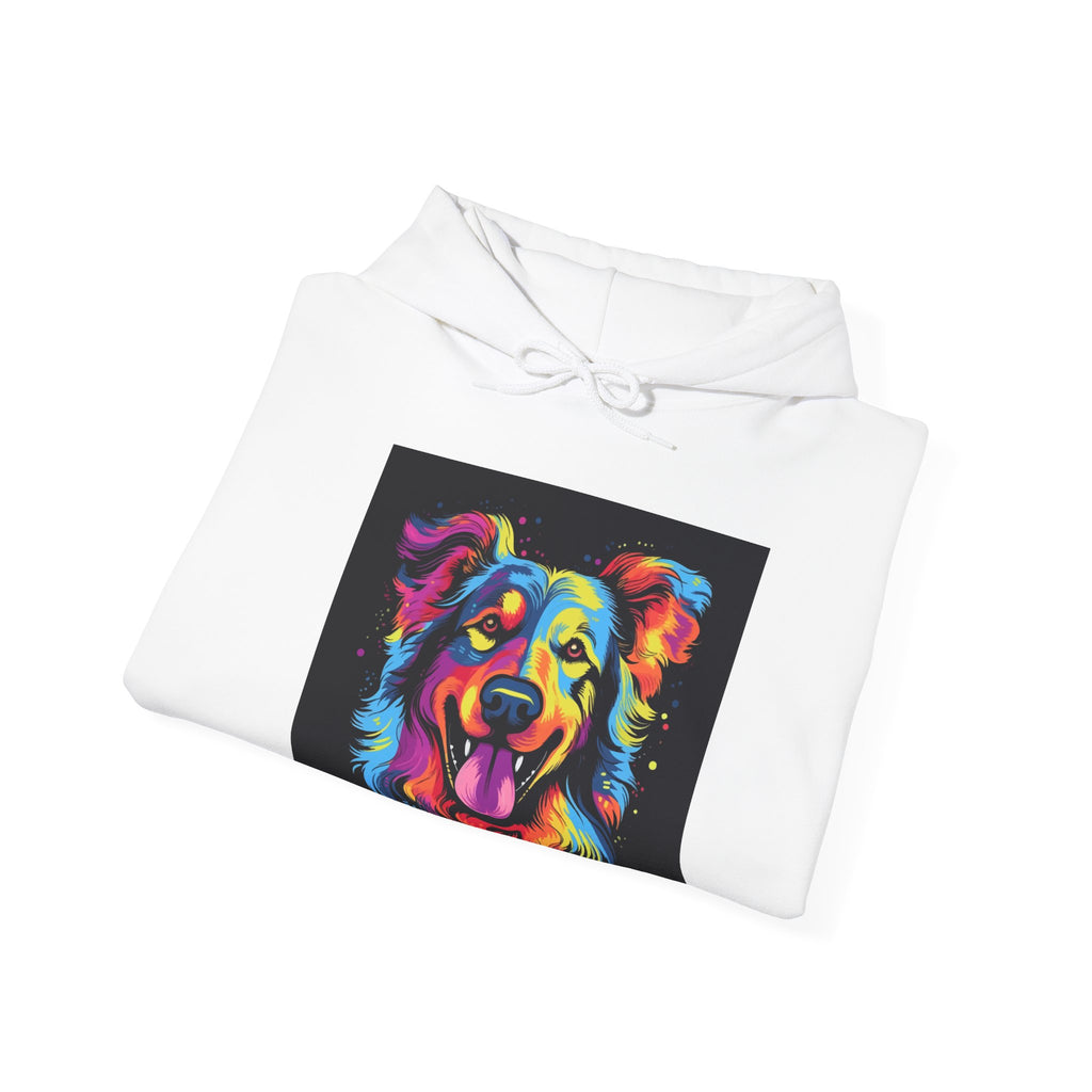 Colorful Pop Art Dog Hoodie — Vibrant Rainbow Canine Portrait Sweatshirt