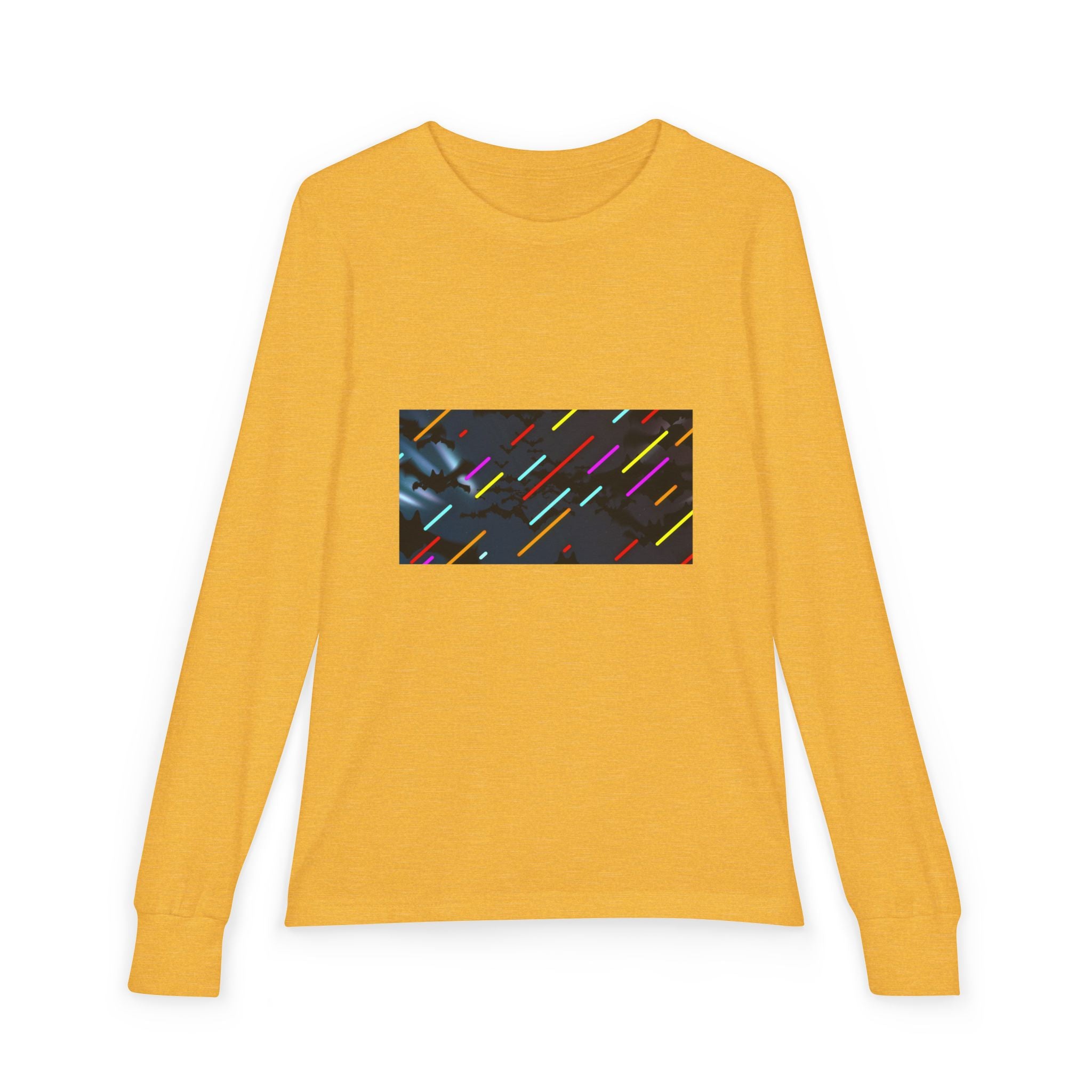 Youth Long Sleeve Tee — Neon Comet Stripe Graphic