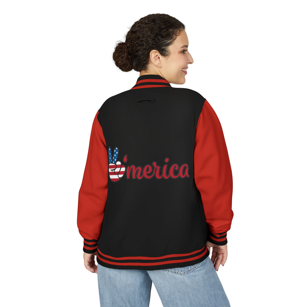 Patriotic 'LOVE' Letterman Jacket - Americana Varsity Jacket
