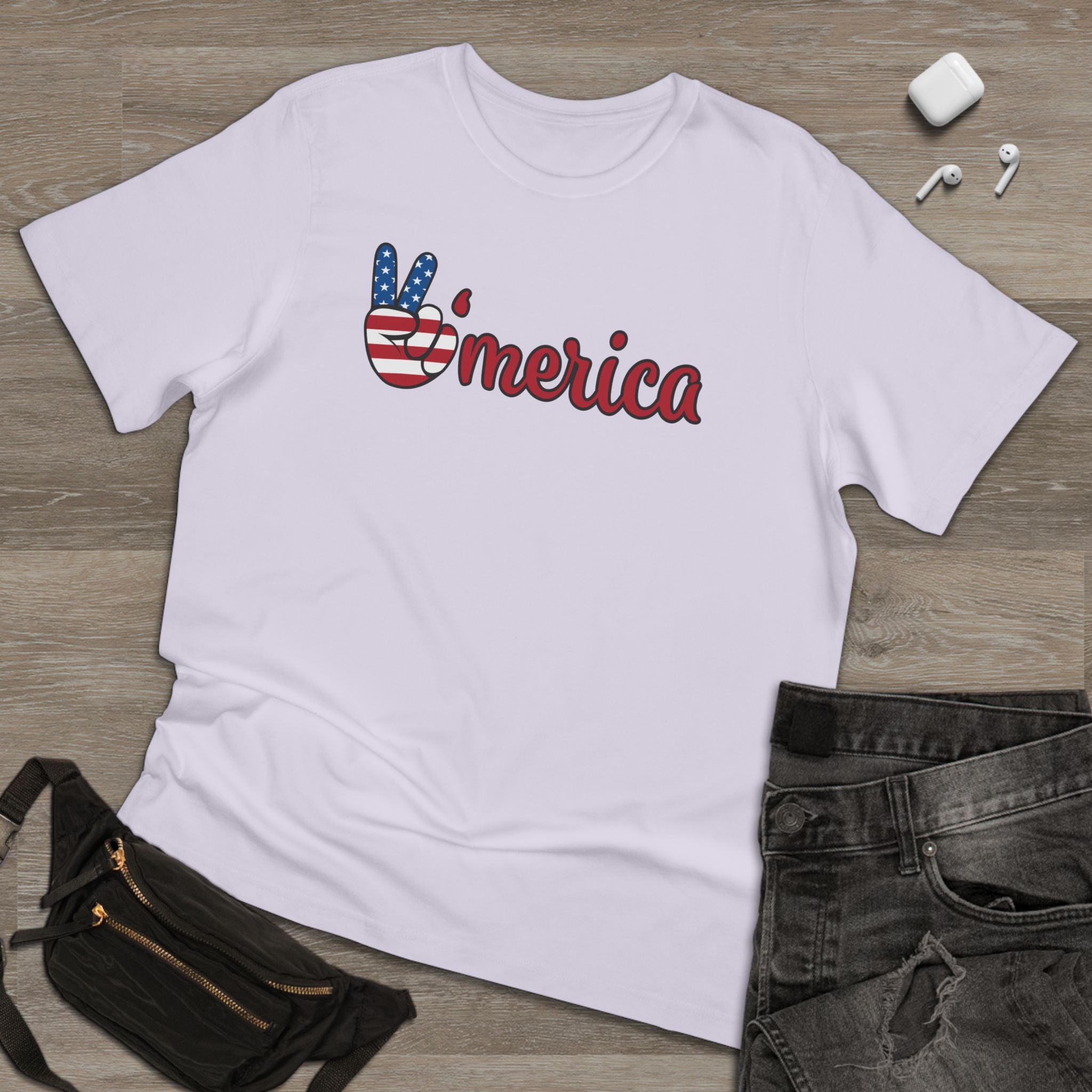 Peaceful America Unisex Deluxe T-Shirt - Casual Patriotic Tee