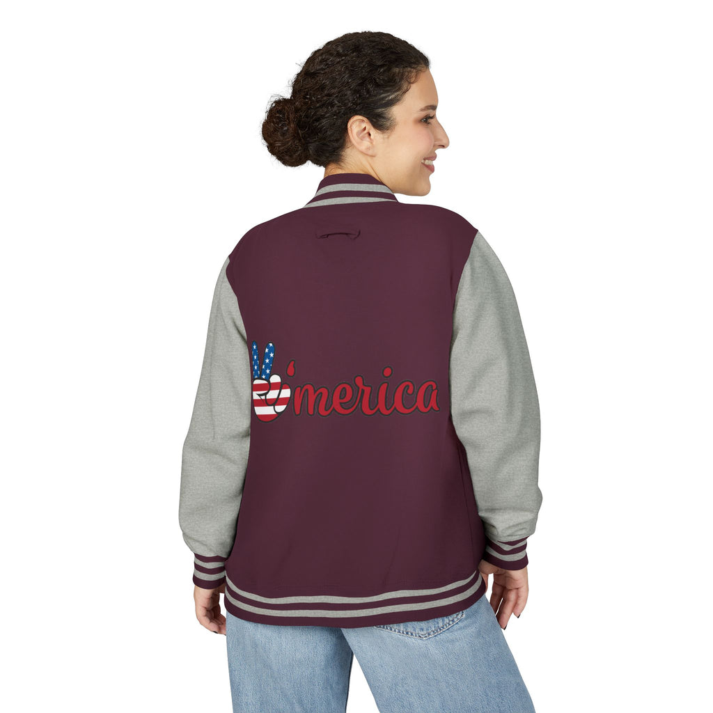 Patriotic 'LOVE' Letterman Jacket - Americana Varsity Jacket