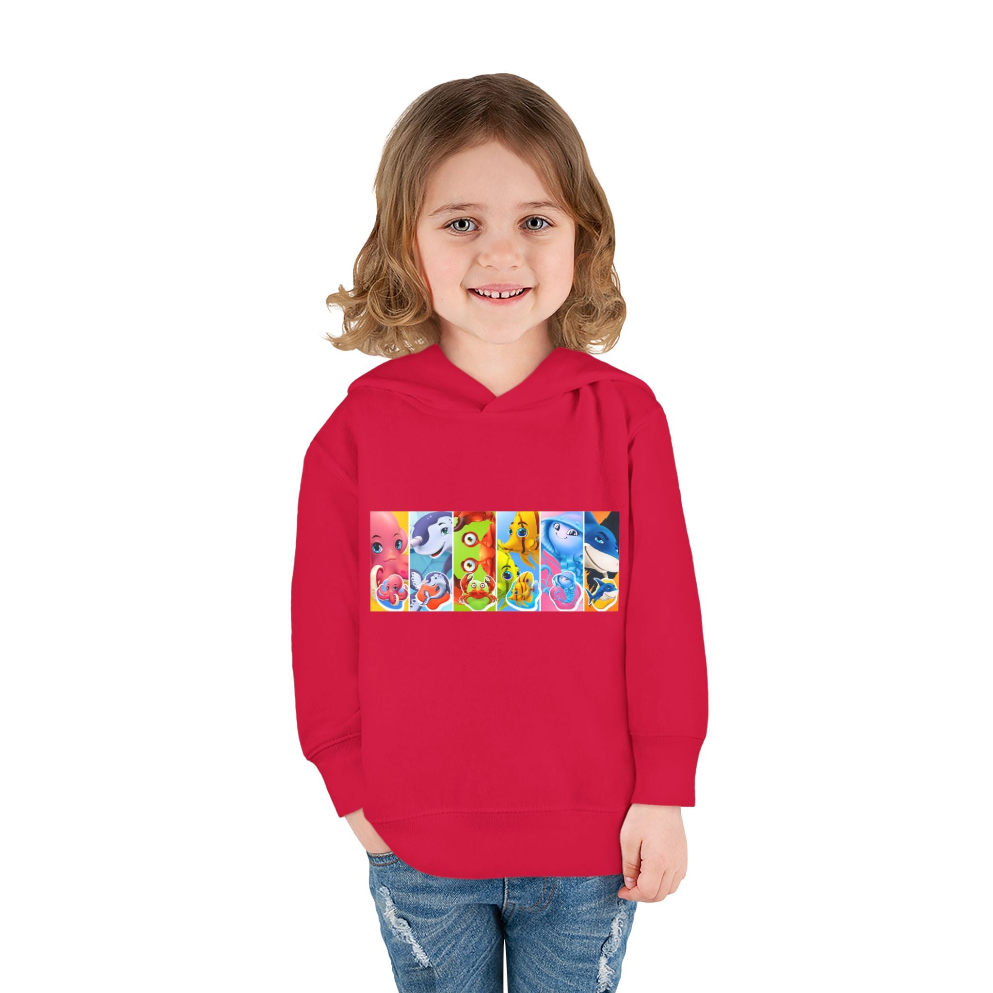 Toddler Hoodie — Colorful Cartoon Animal Collage Pullover