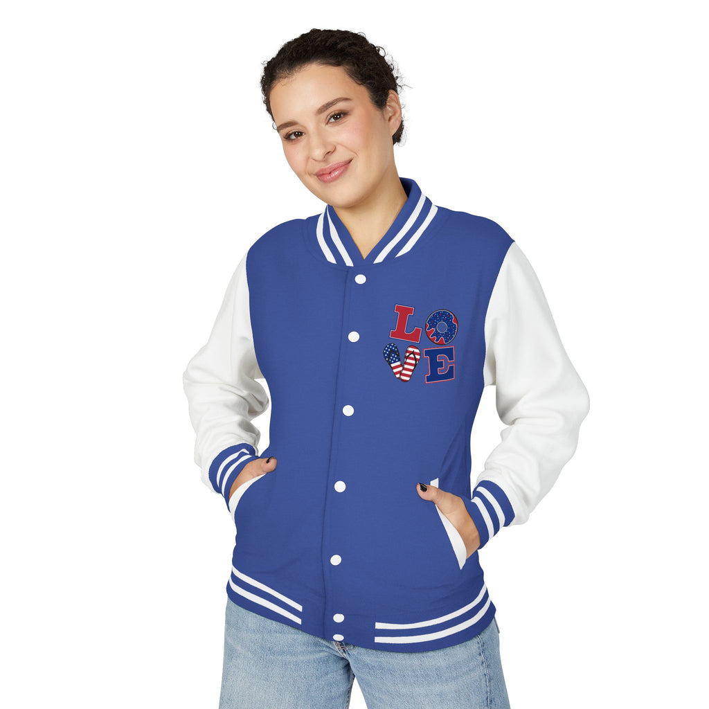 Patriotic 'LOVE' Letterman Jacket - Americana Varsity Jacket