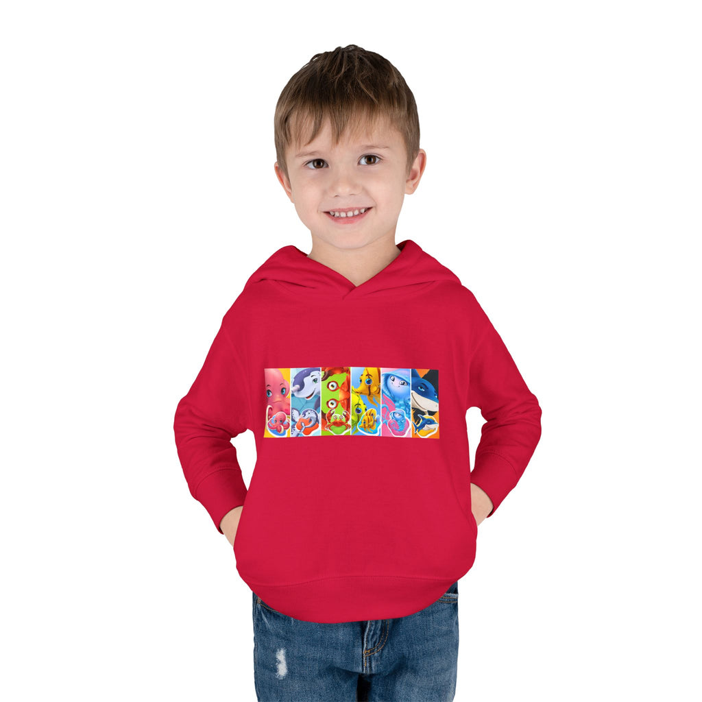 Toddler Hoodie — Colorful Cartoon Animal Collage Pullover