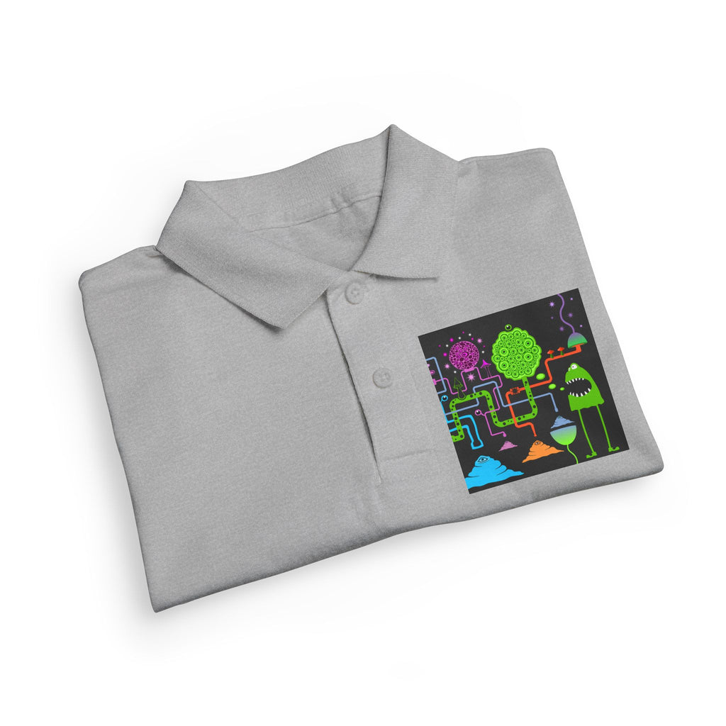 Youth Polo — Neon Space Garden Graphic Chest Pocket