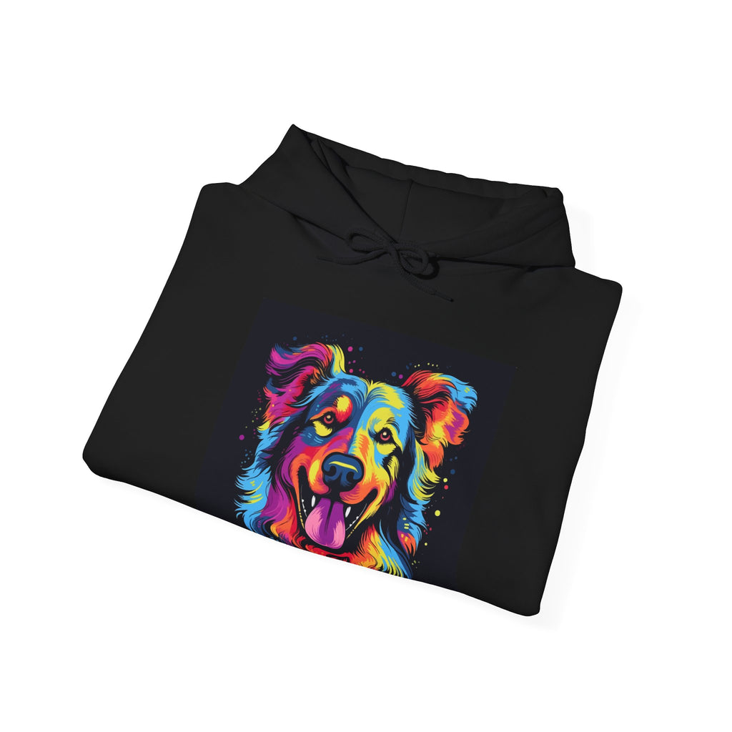 Colorful Pop Art Dog Hoodie — Vibrant Rainbow Canine Portrait Sweatshirt