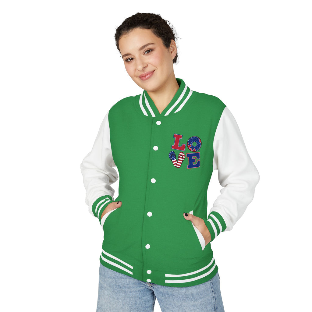 Patriotic 'LOVE' Letterman Jacket - Americana Varsity Jacket