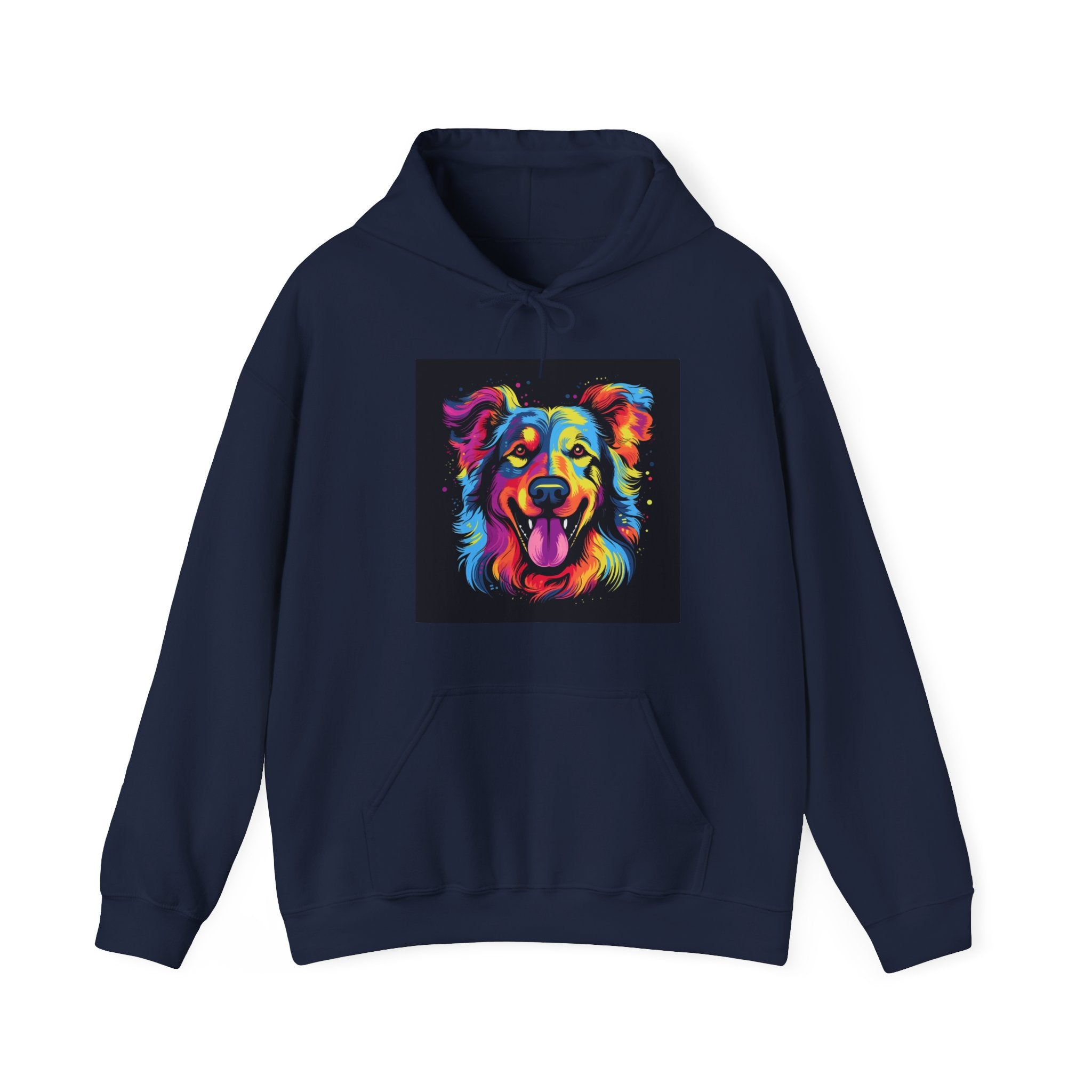 Colorful Pop Art Dog Hoodie — Vibrant Rainbow Canine Portrait Sweatshirt