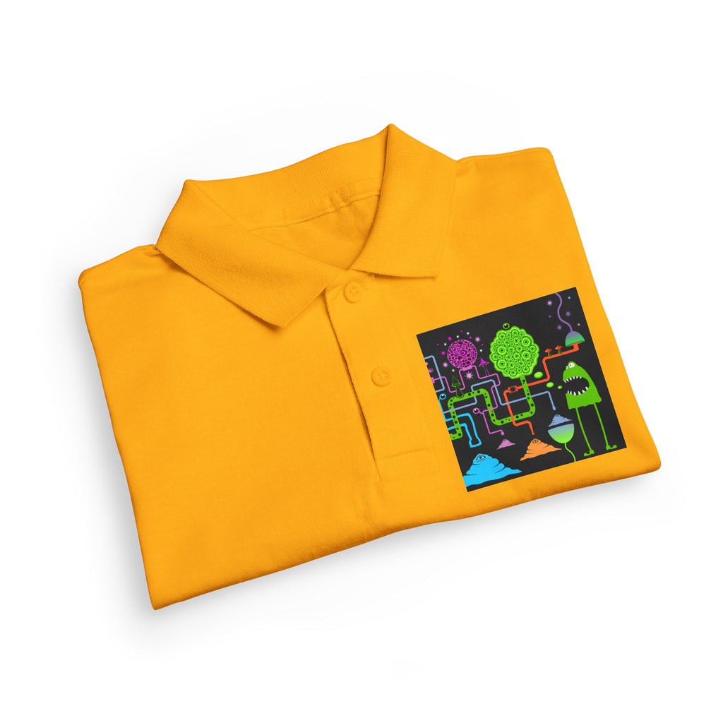 Youth Polo — Neon Space Garden Graphic Chest Pocket