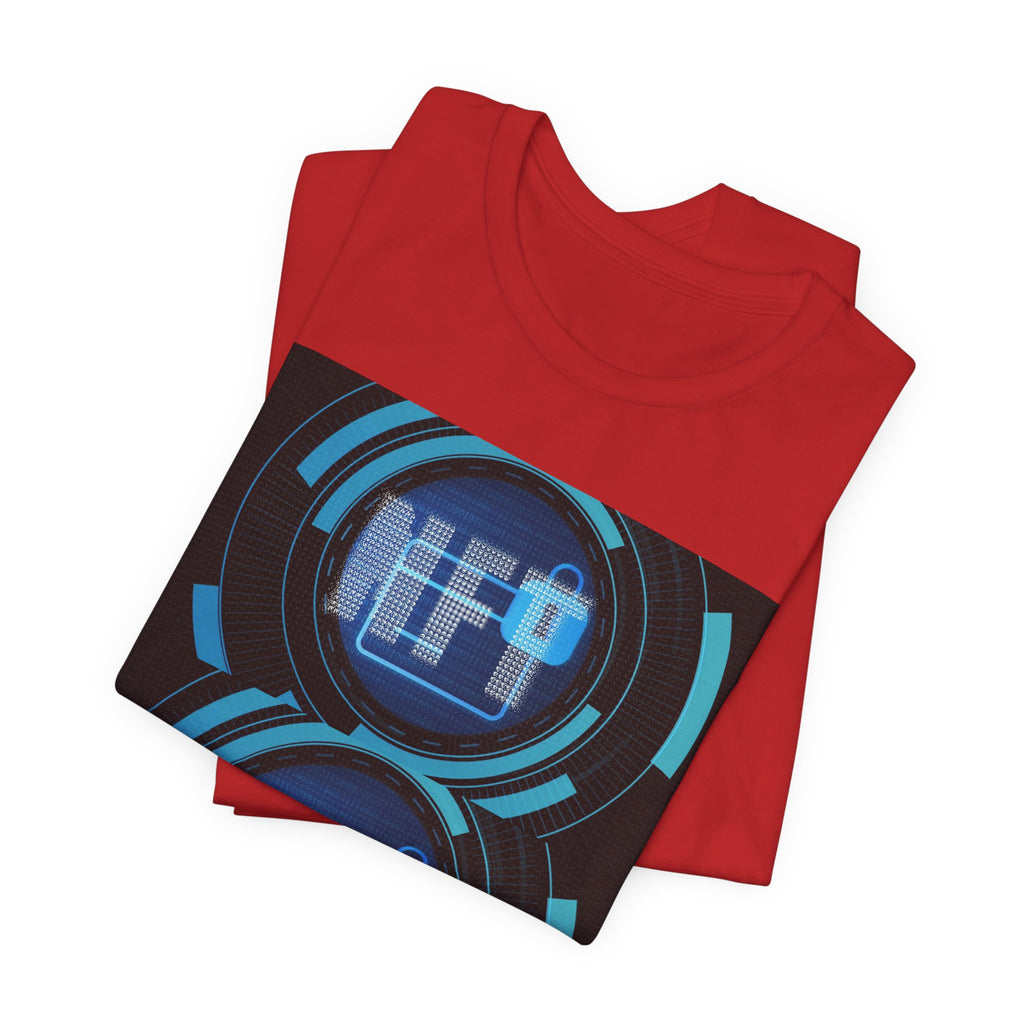 Tech Circuit Tee — Futuristic Blue Digital Graphic T-Shirt